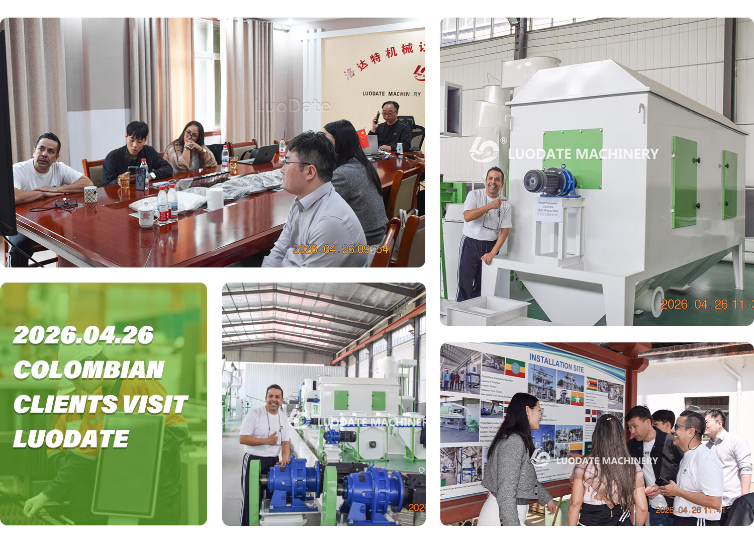 Un cliente colombiano visita la fábrica LUODATE para inspeccionar equipos de producción de alimentos para animales